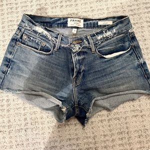 Frame cutoff denim shorts, low-rise, size 25